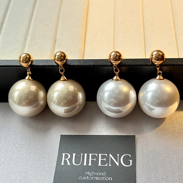 Store perleøreringe til kvinder - let luksuriøs temperament, high-end følelse, øreringe med retro og cool stil RF666 Australian White