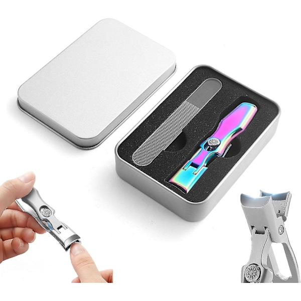 Nagelklippare för tjocka naglar, tånagelklippare med bred käftöppning, kraftig nagelklippare med uppsamlare, stänksäker nagelklippare med fil colorful