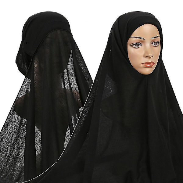 Evago Enfärgad Chiffon Instant Hijab Echarpe Med Modal Bonnet Hatt Turbante Underscarf Hijab Set Muslimsk Mode Sjal Kvinnor