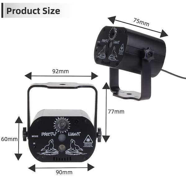 Mini USB-ladbare DJ-discolys med strobe-laserprojektorlampe Rechargeable Battery