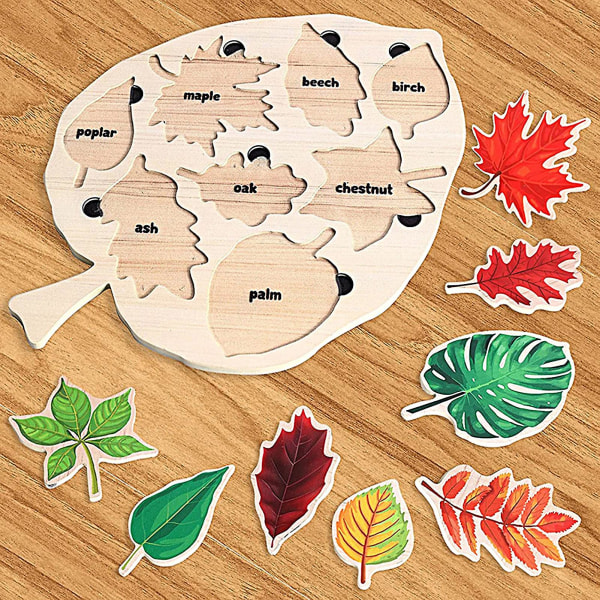 Jigsaw Puzzles Leaf Theme Different Leaves Diy Perfectly Fit No Thorns Learning Letter Print Acquire Knowledge Leaf Puzzle Toy For Children