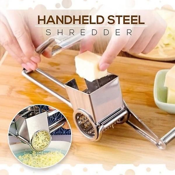 Rustfrit Stål Ost- og Grøntsags Rivjern, Manuel Rotations Rivjern, Rund Mandolin Skærer, Grøntsags Hakker, Fødevarekværn Med Stærk Sugkop