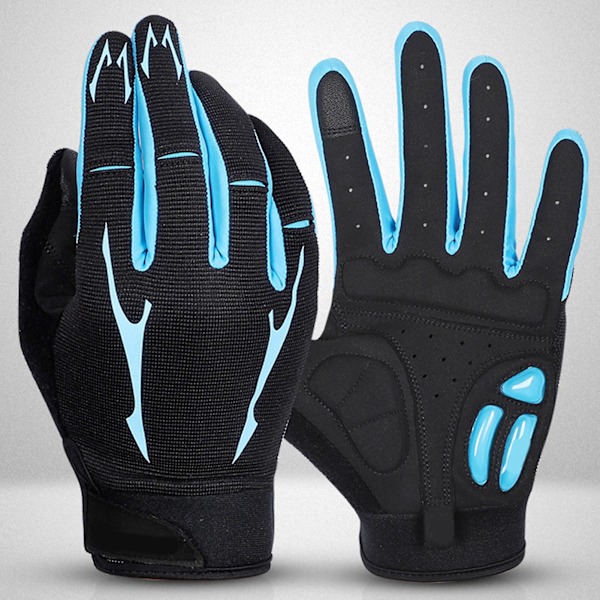 1 par udendørs cykling MTB skridsikre vindafvisende touch screen fuld finger handsker Red L