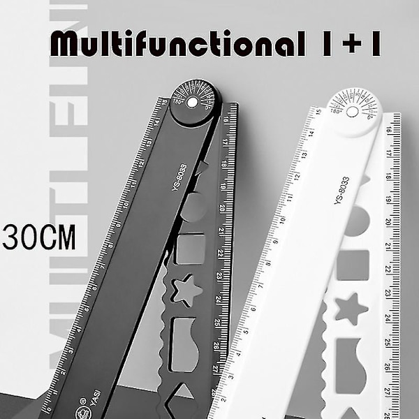 Foldbar lineal med bølget linje 30cm Student Special Multifunktionel Geometrisk Figur Malingsværktøj Skoleartikler Kunstrekvisitter - Linealer - 5pcs