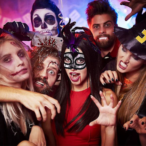 1 Sæt 2 stk. Halloween Party Dekoration Kreativ Halv Ansigt Blondermasker