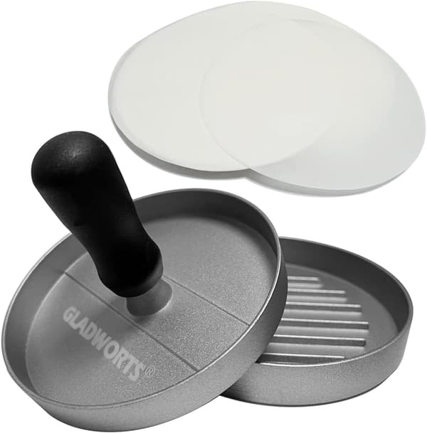Non-stick burgerpresse, burgerform hamburgerpresse bakeformsett for BBQ-grill, Ø 12 cm