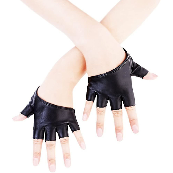 Håndklær for kvinner i PU-lær, halv håndflate, halv finger, punk-stil