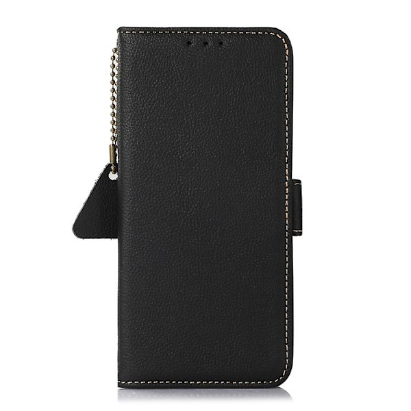 Til Samsung Galaxy S24 Side-magnetisk Tj Ægte Læder Rfid Mobiltelefon Etui Black