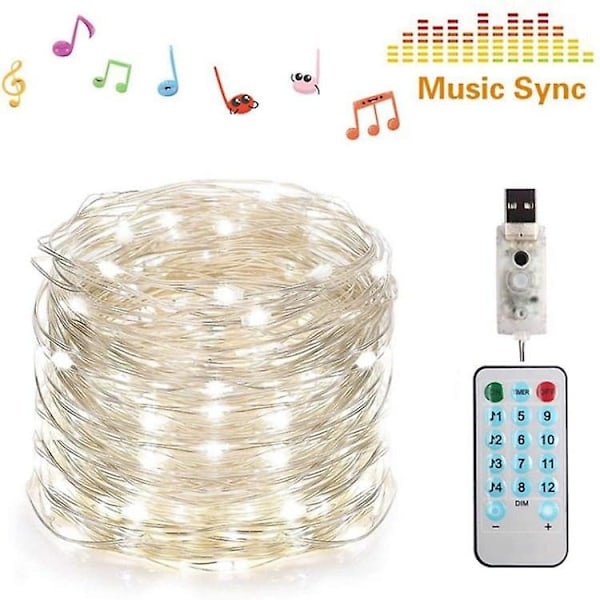Julepynt Julefee Lysstreng Stemmefjernbetjening USB LED Tråd Dekorativ Lam