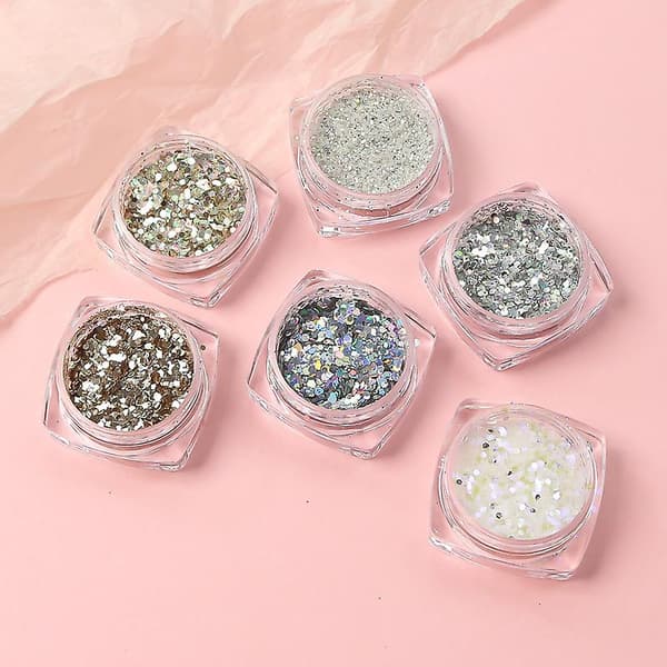 6 st Nagelglitter Glitter, Nageldekor