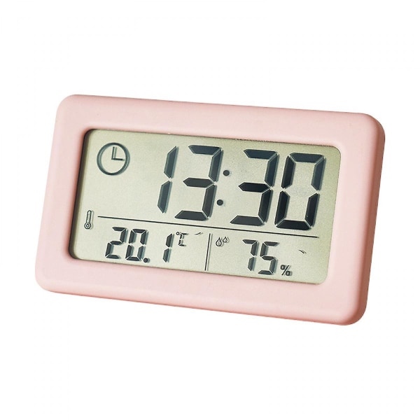 3,8 tuuman yksinkertainen kello, kevyt ja ohut elektroninen kello lämpötilalla ja kosteudella, värikäs pohjoismainen kello, kätevä kello (vaaleanpunainen)