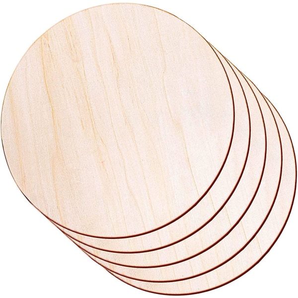 Runde træplader til kunsthåndværk, sæt med 5 11,8&quot; Træcirkler Ufærdige træcirkler