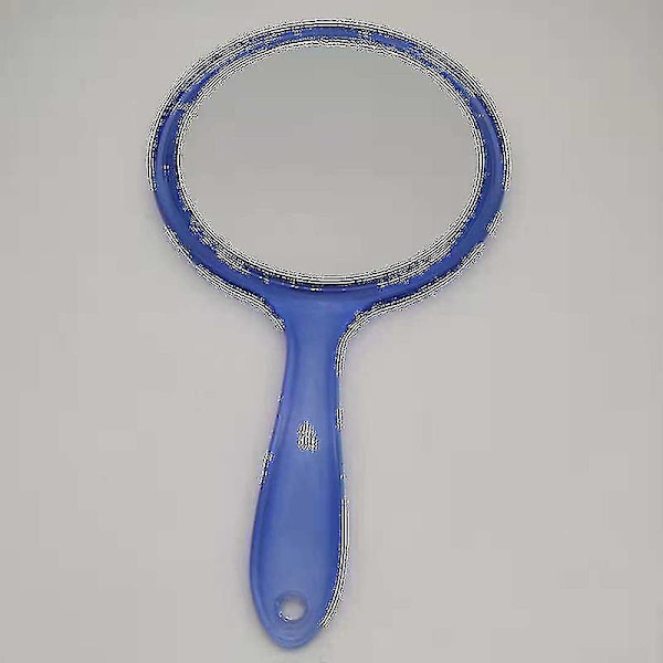 Håndspejl Dobbeltsidet Håndholdt Spejl 1X/3X Forstørrelsesspejl med Håndtag Transparent Håndspejl Afrundet Form Makeup Spejl Blue