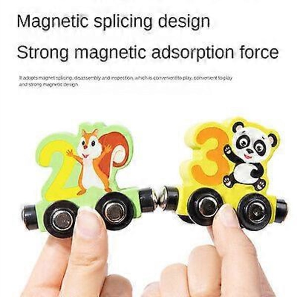 Magnetisk Digitalt Tog Byggeklodser Samling Bil Pædagogisk Børn Træ knot magnetic digital train 15 pcs