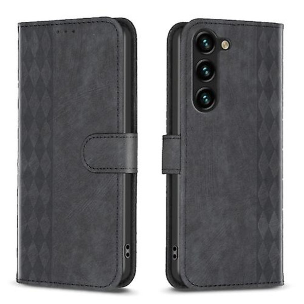 Mobiltelefonskal i rutiga, präglad läder för Samsung Galaxy S24+ 5g Black