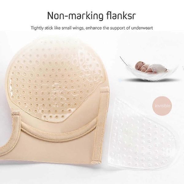 Axelbandslös behå rygglös push up självhäftande behå osynlig plunge stick on behå Nude Color-D Cup