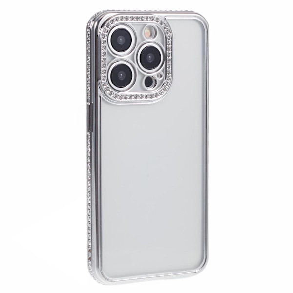 For iPhone 14 Pro Max Telefondeksel Rhinestones Decor TPU Anti-Scratch Deksel Silver