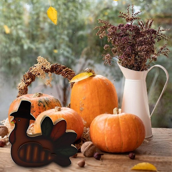 Festlig Thanksgiving Kalkon Träskylt Set - Pumpa Ornament För Höstbord Dekorationer