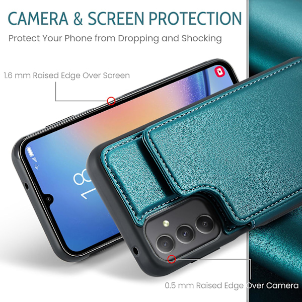 CASEME C22-serie for Samsung Galaxy A34 5G-deksel, blank RFID-blokkerende skinntelefondeksel Green