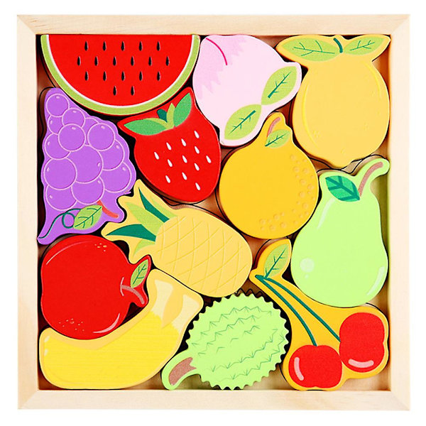 Träpussel för småbarn, DIY-montering, byggklossar, leksaker, 3D, tidig pedagogisk leksak Fruit