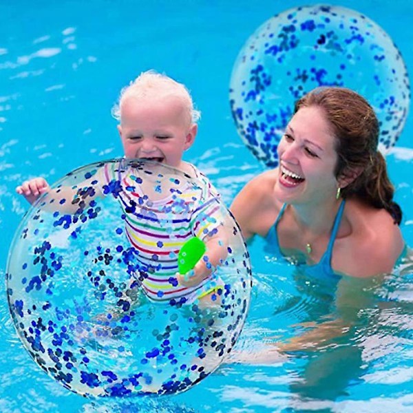 6 st Strandboll Leksak PVC Transparent Uppblåsbar Strandboll Elastisk Glitter Jellyboll 60cm