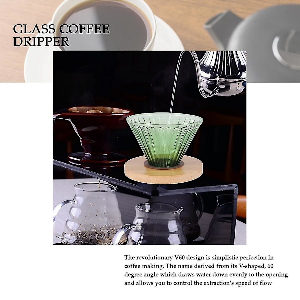 V60 Glaskaffe Dripper Kaffeserversats Kaffe Tratt Dripper Värmebeständig Kaffe Kanna Häll Över