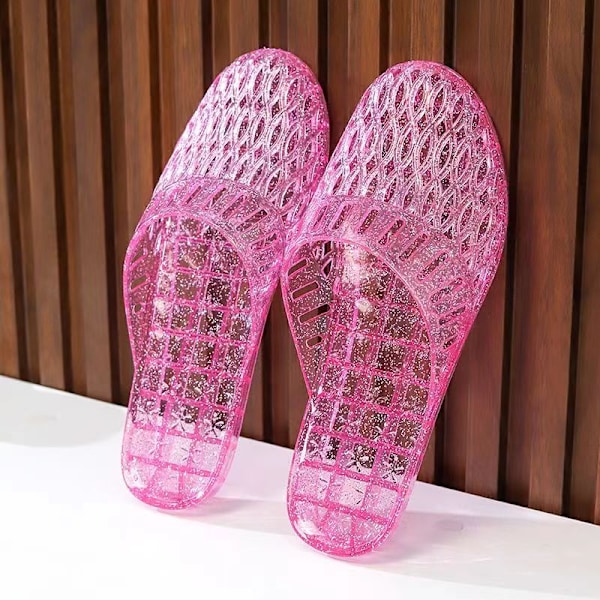 Sommartofflor Kvinnor Transparent Jelly Material för Inomhus- och Utomhusbruk Dusch Strand Pool pink 41