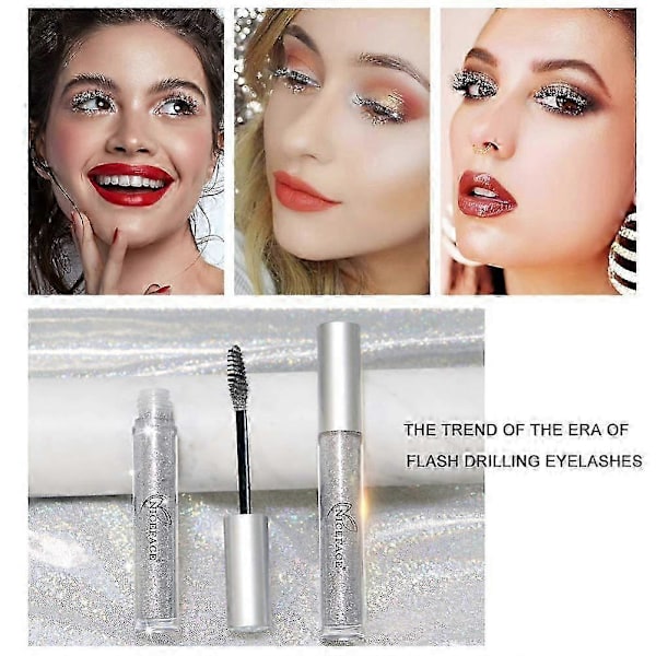 Glitter Mascara Diamantglitter Mascara, 4D Glitter Vattentät Mascara, Långvarig Tjock och Lång Mascara för Kvinnor