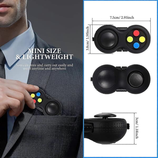 Fidget Pad Fidget Controller Stressreducer Spel Fidget Controller Stress Fidget Pad Svart Fidget Hand Pad Gummierad Fidget Controller För Att Frigöra