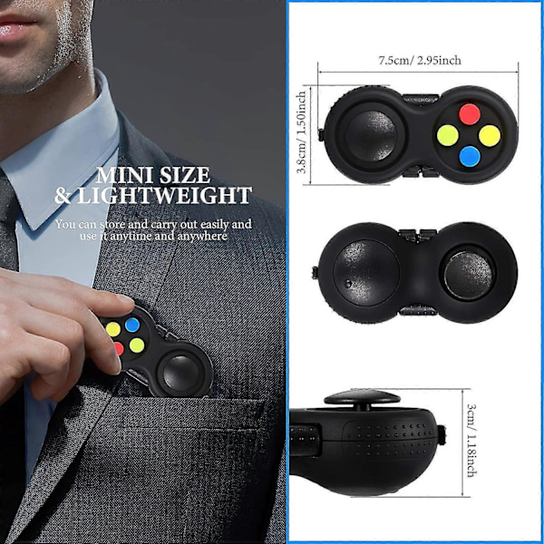 Fidget-tyyny Fidget-ohjain Stressireduktori Peli Fidget-ohjain Stressi Fidget-tyyny Musta Fidget-kämmentyyny Kumipinnoitettu Fidget-ohjain Vapauttamiseen