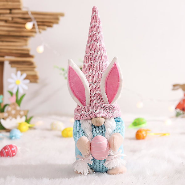 Påskdvärgdocka Dekoration Tomte Kanin Ornament Kanin Docka för Vårgåva C