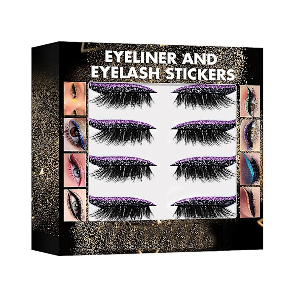 Färgglada eyeliner-ögonfransdekaler, självhäftande falska ögonfransar, konstgjorda förlängningsögonfransar purple