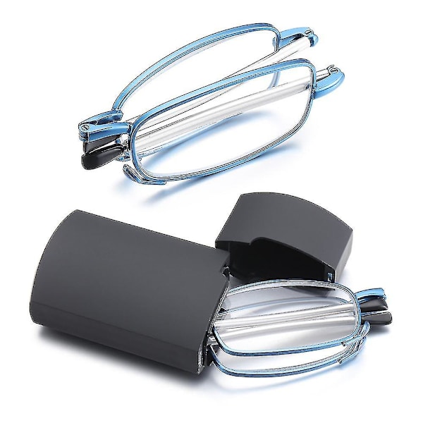Unisex-Foldinglukit Luku-lasit Lasikotelolla Miehille Naisille Teleskooppijalat Kierto Presbyopia Silmälasit Näönhoito +1.0-4.0 - Pyöräilylasit Blue Strength 2.50