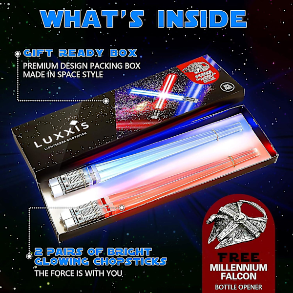 Otwoo Lysende Pinner Lysende Pinner For Star Wars Gaver Sett Temafest Morsomt [2 Par Rød Og Blå Sett] Med Flaskeåpner Og Gave
