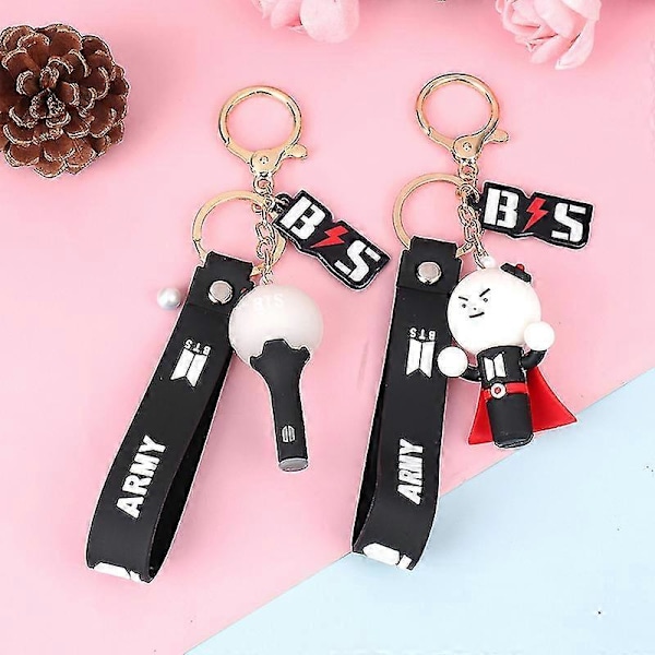 1 stk Kpop Bts Twice Nct Exo Blackpink Got7 Lysstav Pendent Nøglering Snorebånd N4