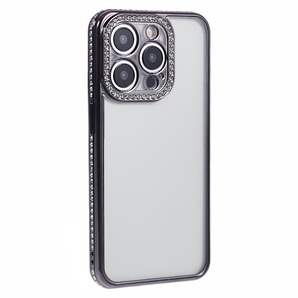 Skal till iPhone 13 Pro Max med strasslinsram i mjuk TPU Black