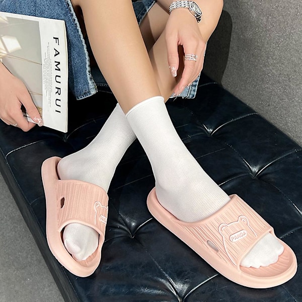 Enkle bløde sålslippers skridsikre åbne tå Eva brusebadssandaler til sommer 38-39 Creamy-white