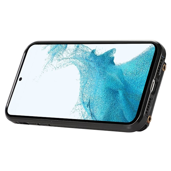 Til Samsung Galaxy S23+ Etui Rfid Blokering Mobiltelefon Cover Kickstand Tpu+pu Læder Skal Black