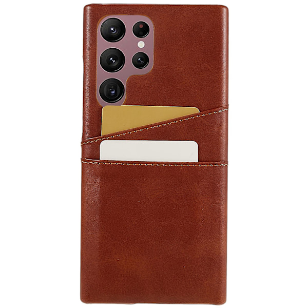 Til Samsung Galaxy S24 Ultra Etui 2 Kortpladser PU+PC Telefon Cover Coffee