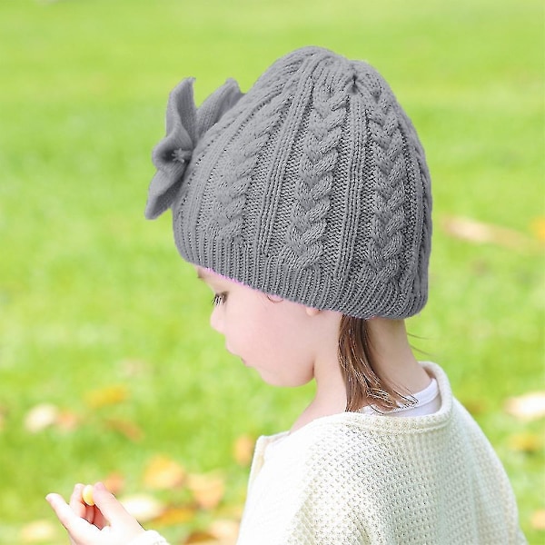 Vintervarm Strikket Babylue For Jenter Bomullsforet Babylue For Jenter Grey