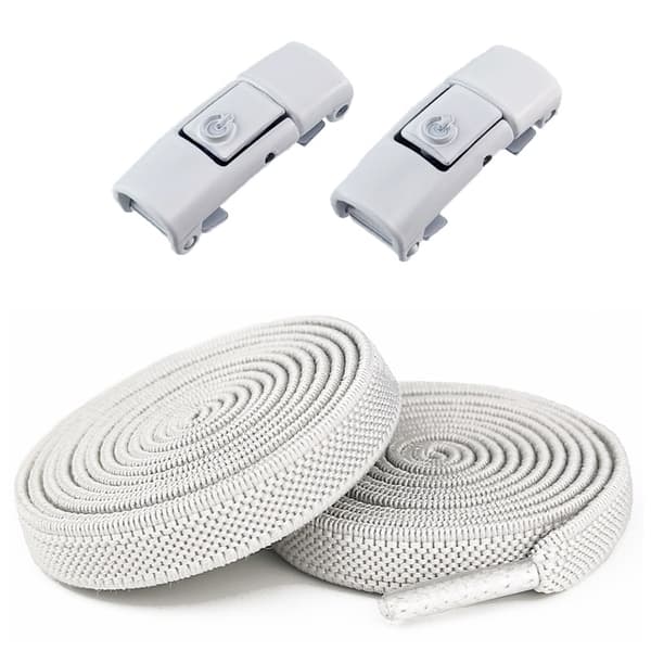 Lat skolissefarge trykkbryterspenne, ingen binding, elastisk 8mm, flat tau, ingen knyting, fast gjenstand White + same color buckle