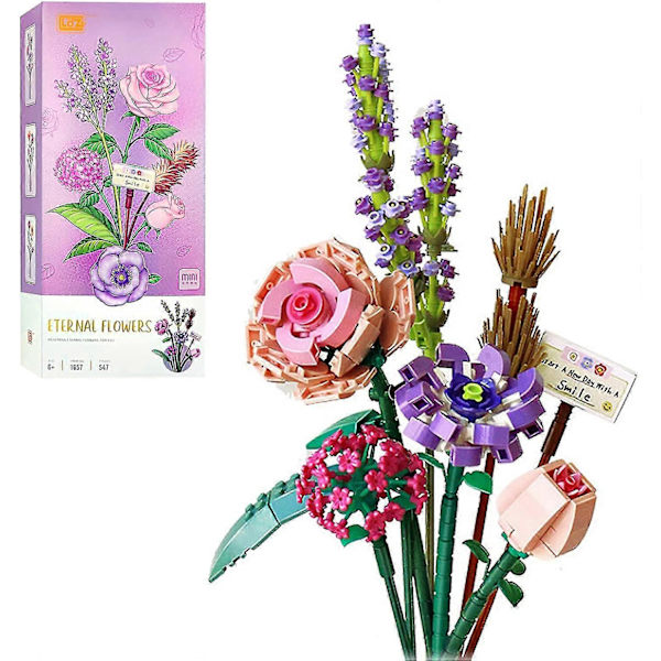 Blomsterbukett Byggeklosser, Voksen Kunstig Bukett, Kunstige Blomster, Blomsterbukett DIY Byggeleker Kunstig Plante (547 Stykker) 1670 Winter Snow First Clear