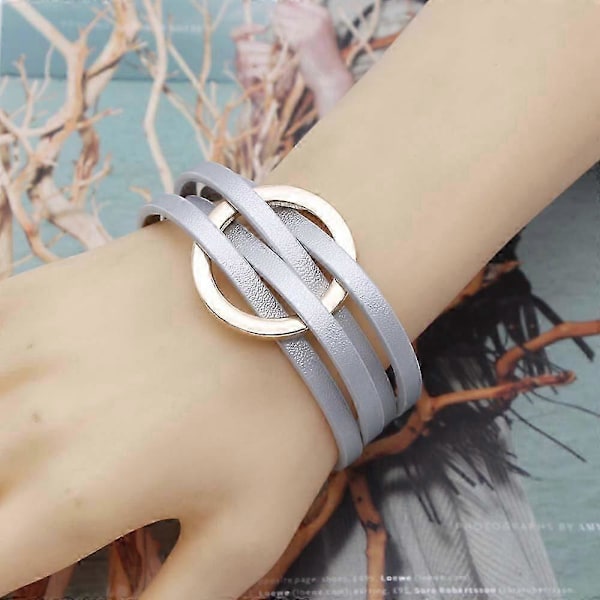 Læderarmbånd til kvinder 2022 Mode Armbånd & Armringe Elegant Multilayer Bredt Wrap Armbånd Kvindelige Smykker Gave Color pattern