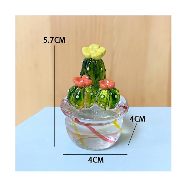4 stk. bilindvendige ornamenter, kunstkaktusfigurer, boligindretning, skrivebordsminiatureplante-kaktus