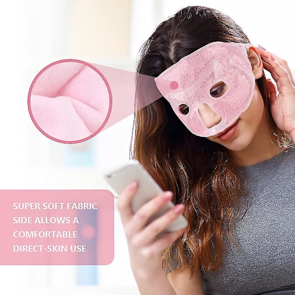 Ismask för ansikte/ögon för kvinnor och män, uppvärmd varm kylande återanvändbar gelpärla ismask med mjuk plyschbakstycke, varm och kall terapi för ansiktsvärk, sömn, svett Light red