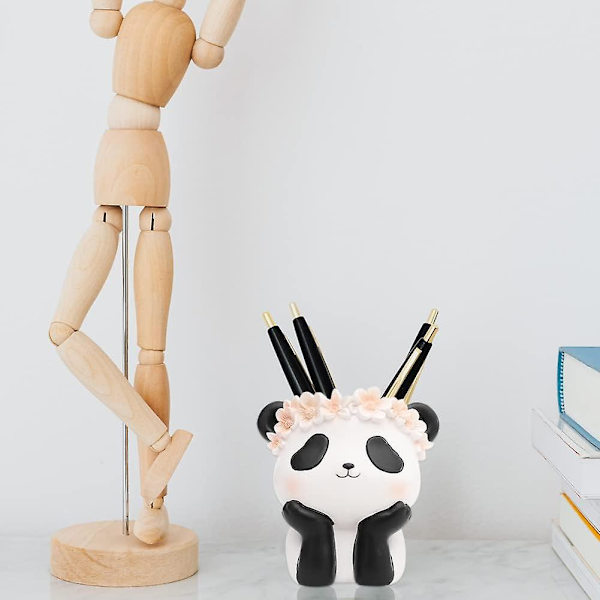 Suloinen hartsi panda kynäteline, eläinkukka kynäkotelo kynäteline potti järjestäjä sarjakuva kynäsäiliö meikkisiveltimelle