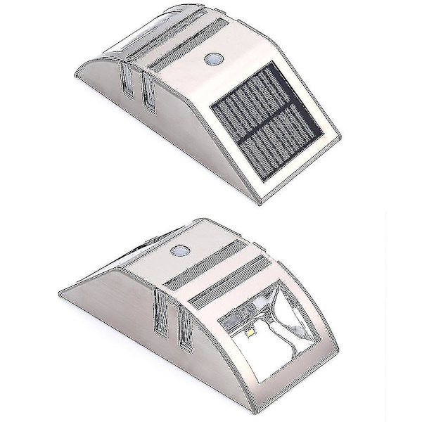 Ruostumattomasta teräksestä valmistetut aurinkovoimalla toimivat liikeanturivalot, vedenpitävät, 1 kpl, lämmin valkoinen 1PCS WARM LIGHT