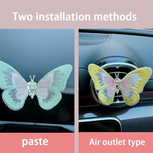 Broderad doftfjäril dekoration, fjäril bilventilationsklämmor dekoration, broderad doftfjäril dekoration för bilar green