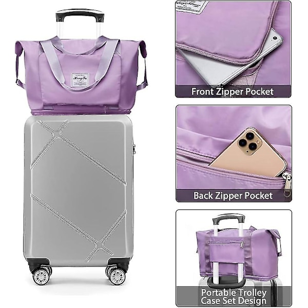 Stor kapasitet utvidbar reise duffel bag, vanntett sammenleggbar sports skulderbag Grey