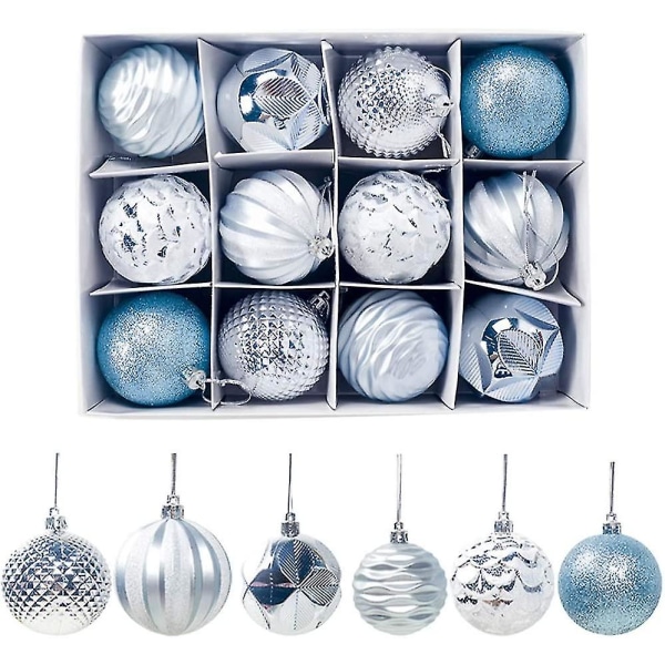 12pcs Christmas Baubles Christmas Balls Set Christmas Baubles Christmas Baubles Set 2.4 Inch / 6cm, Unbreakable Christmas Balls Decoration Christmas T